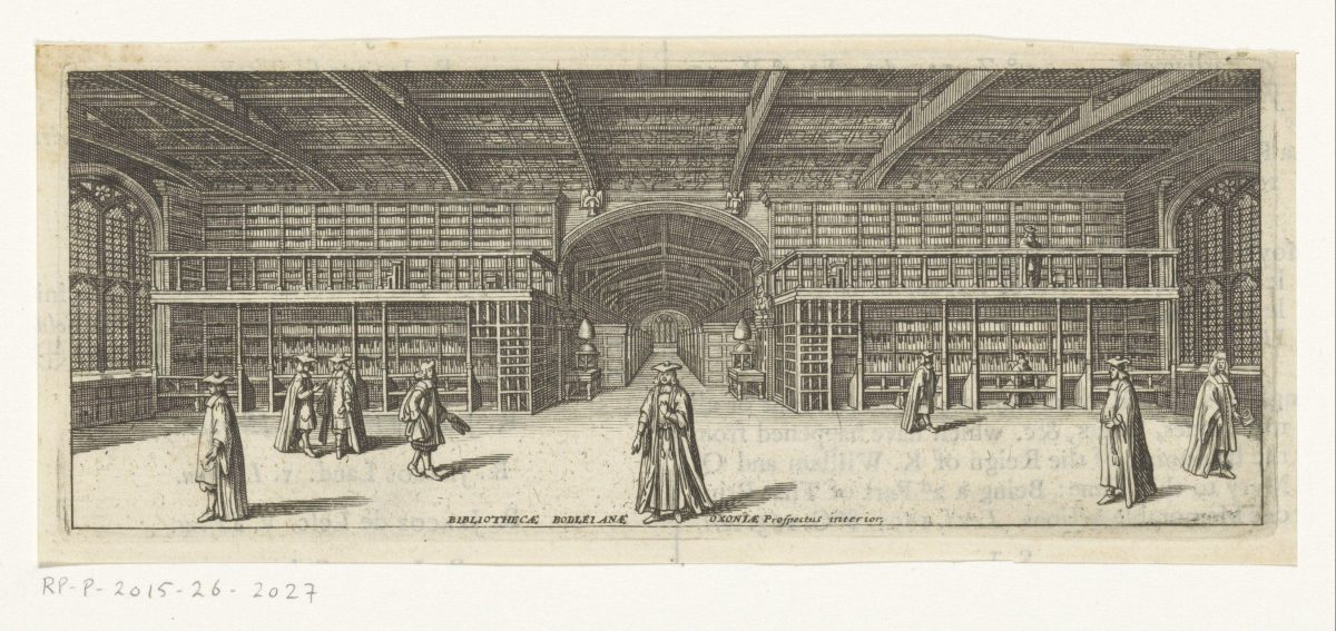 Interieur van de Bodleian Library te Oxford Bibliothecae Bodleianae Oxoniae prospectus interior (title on object)