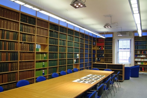 Photograph shows the interior of the Royal College of Physicians and Surgeons of Glasgow Library